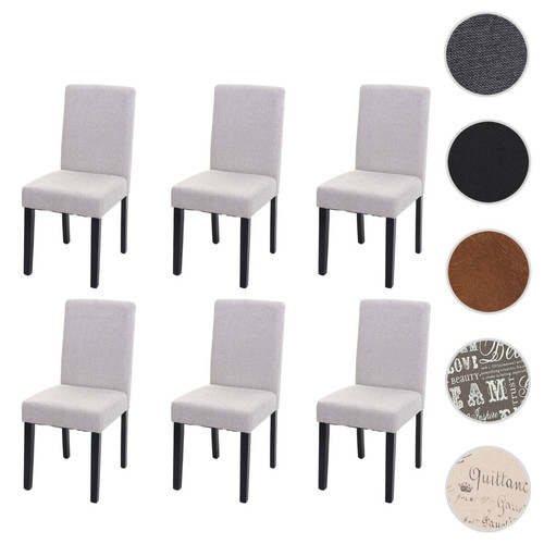 Mendler - Lot de 6 chaises de salle à manger Chaise de cuisine Littau ~ textile, crème-beige, pieds foncés Mendler  - Lot de 6 chaises Chaises