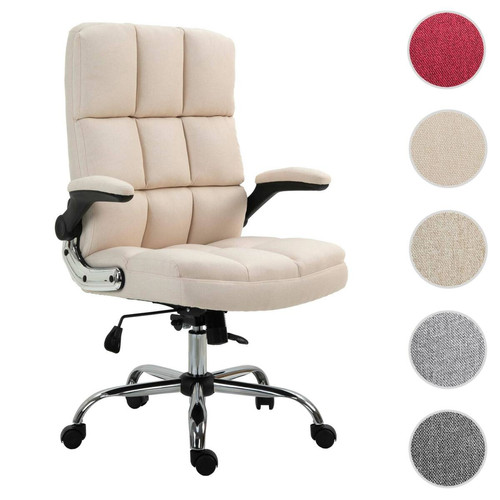 Bureau et table enfant Mendler Chaise de bureau HWC-J21, chaise de bureau pivotante, réglable en hauteur ~ tissu/textile crème-beige