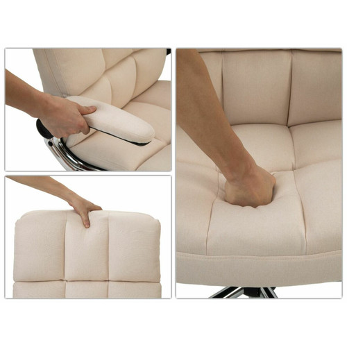 Mendler Chaise de bureau HWC-J21, chaise de bureau pivotante, réglable en hauteur ~ tissu/textile crème-beige