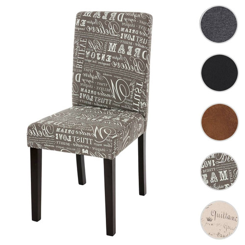 Mendler - Chaise de salle à manger Littau, chaise de cuisine, tissu/textile ~ écriture gris, pieds foncés Mendler  - Mendler