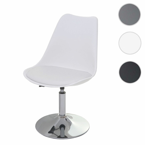 Mendler - Chaise pivotante Malmö T501, chaise de cuisine, réglable en hauteur, similicuir ~ blanc, socle chromé Mendler  - Chaise réglable Chaises