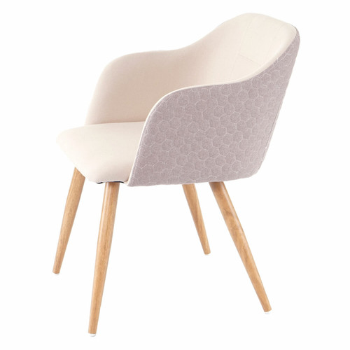 Mendler Chaise de salle à manger HWC-D71, chaise de cuisine, design rétro, accoudoirs tissu/textile ~ crème-beige