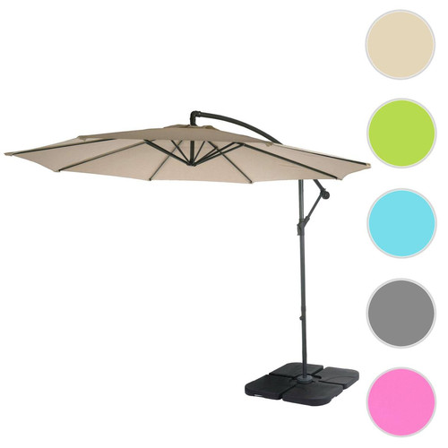 Mendler - Acerra, parasol, protection solaire, Ø 3m inclinable, polyester/acier 11kg ~ sable-beige avec support Mendler  - Parasol Rectangulaire Inclinable Parasols