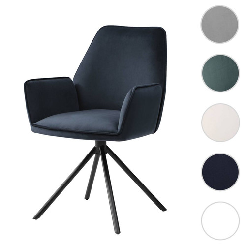 Mendler - Chaise de salle à manger HWC-G67, chaise de cuisine, pivotante, auto-position ~ velours, bleu anthracite Mendler  - Chaise scandinave grise Chaises
