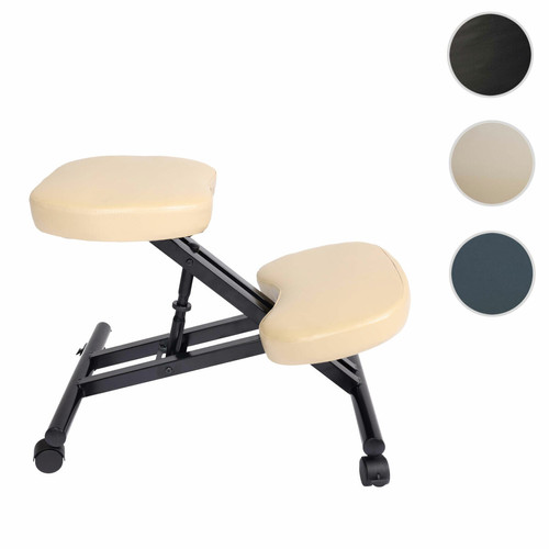 Mendler - Siège assis à genoux HWC-E10 appui-genoux, tabouret, chaise bureau, réglable, similicuir, métal ~ crème-beige Mendler  - Tabourets