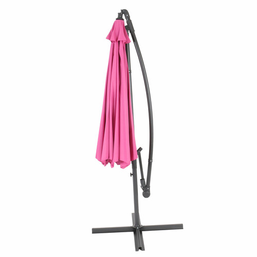 Mendler Parasol Acerra, parasol parasol, Ø 3m inclinable, polyester/acier 11kg ~ rose sans socle