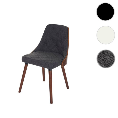 Mendler - Chaise de salle à manger HWC-A75, chaise visiteur chaise de cuisine, aspect noyer ~ tissu/textile gris Mendler  - Chaise visiteur