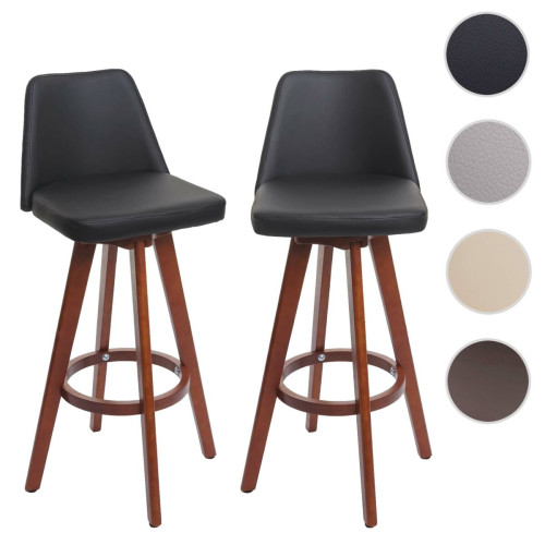 Mendler - Lot de 2 tabourets de bar HWC-C43, chaise de bar tabouret de comptoir, bois similicuir pivotant noir Mendler  - Tabourets