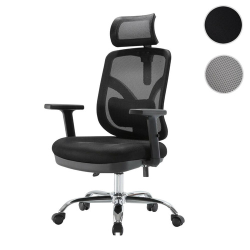 Bureau et table enfant Mendler Chaise de bureau HWC-J92, chaise de bureau, ergonomique, soutien lombaire réglable et accoudoir ~ noir