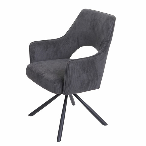 Mendler Lot de 6 chaises de salle à manger HWC-K30, fauteuil de cuisine, pivotant Auto-Position, tissu/textile ~ corde-gris foncé