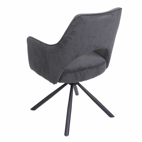 Chaises Lot de 6 chaises de salle à manger HWC-K30, fauteuil de cuisine, pivotant Auto-Position, tissu/textile ~ corde-gris foncé