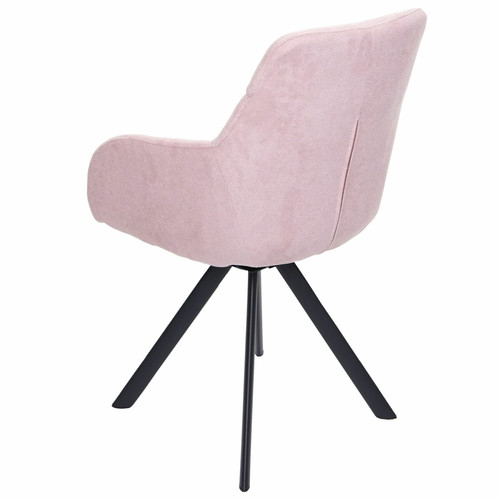 Mendler Lot de 6 chaises de salle à manger HWC-J69, chaise de cuisine avec accoudoirs, pivotante Auto-Position, velours ~ rose