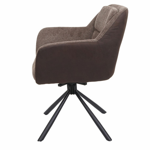 Mendler Lot de 6 chaises de salle à manger HWC-K33, chaise de cuisine, pivotante Auto-Position, tissu/textile ~ similicuir, marron-marron foncé