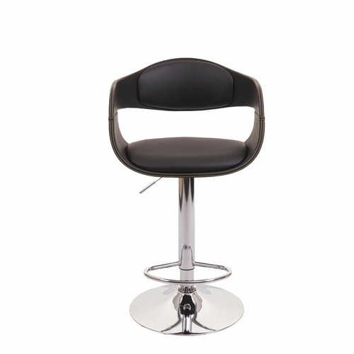 Mendler Tabouret de bar HWC-A47b, chaise de bar tabouret de comptoir, design rétro, bois simili cuir ~ noir