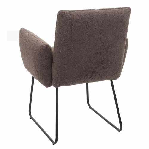 Mendler Lot de 6 chaises de salle à manger HWC-K34, chaise de cuisine rembourrée chaise avec accoudoirs, Oeko-Tex Bouclé tissu/textile métal ~ brun