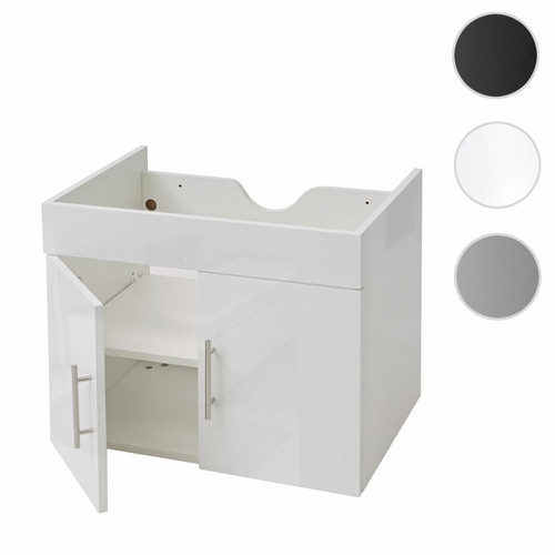 Mendler - Meuble sous-lavabo HWC-D16, meuble sous-lavabo meuble de salle de bain, brillant 60cm ~ gris Mendler  - Colonne de salle de bain