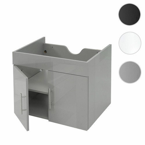 Colonne de salle de bain Mendler Meuble sous-lavabo HWC-D16, meuble sous-lavabo meuble de salle de bain, brillant 60cm ~ gris