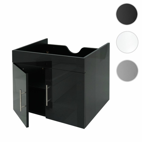 Mendler - Meuble sous-vasque HWC-D16, meuble sous-vasque meuble de salle de bain, brillant 60cm ~ noir Mendler  - heute-wohnen
