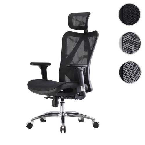 Mendler - Chaise de bureau HWC-J87 accoudoir ergonomique réglable, charge max. 150 kg ~ revêtement noir, piétement noir Mendler  - Bureaux Mendler