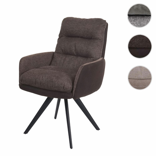Mendler - Chaise de salle à manger HWC-G66 pivotante Auto-Position tissu/textile ~ brun-brun foncé, avec accoudoirs Mendler  - Chaise Starck Chaises