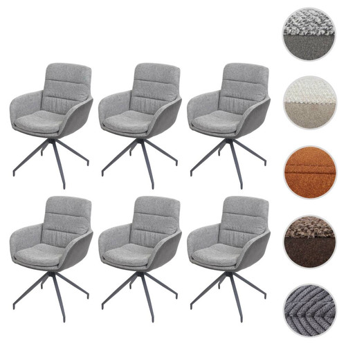 Mendler - Lot de 6 chaises de salle à manger HWC-K32, chaise de cuisine, chaise pivotante Auto-Position, tissu/textile ~ gris-gris foncé Mendler  - Chaises Mendler