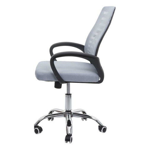 Mendler Chaise de bureau HWC-L44 chaise d'ordinateur, dossier ergonomique, revêtement filet tissu/textile ~ gris