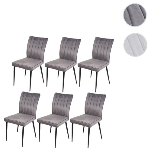 Mendler - Lot de 6 chaises de salle à manger HWC-K16, chaise de cuisine, velours métal ~ gris foncé Mendler - Mendler