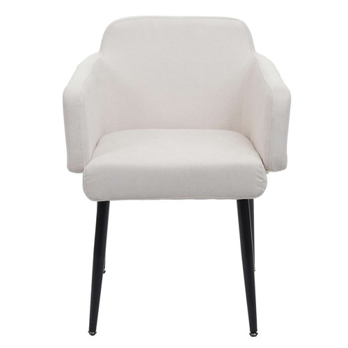 Mendler Lot de 6 chaises de salle à manger HWC-L13, chaise rembourrée, chaise de cuisine avec accoudoirs, tissu/textile métal ~ crème-blanc
