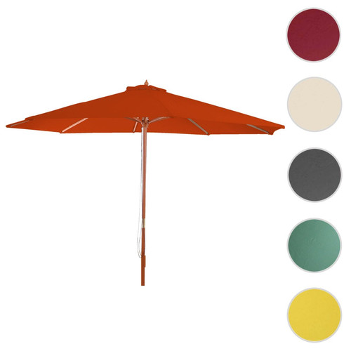 Mendler - Parasol Florida, parasol de marché, Ø 3m polyester/bois ~ terre-cuite Mendler  - Parasols Mendler