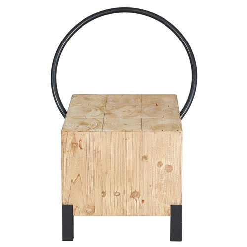 Mendler Chaise de salle à manger HWC-L76, Chaise visiteur Tabouret, Industrial Métal massif-bois certifié MVG, naturel