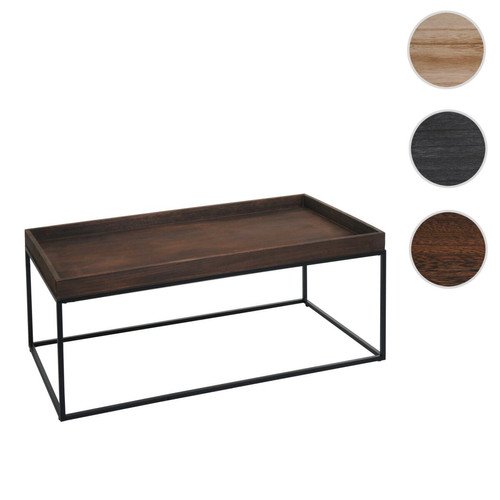 Mendler - Table basse HWC-K71, table basse table d'appoint, bois massif métal 46x110x60cm ~ brun foncé Mendler - Salon, salle à manger