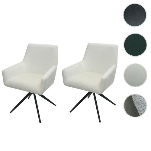 Mendler - Lot de 2 chaises de salle à manger HWC-L91, chaise de cuisine accoudoir pivotant Auto-Position tissu/textile ~ crème-beige Mendler  - Chaise avec accoudoirs Chaises