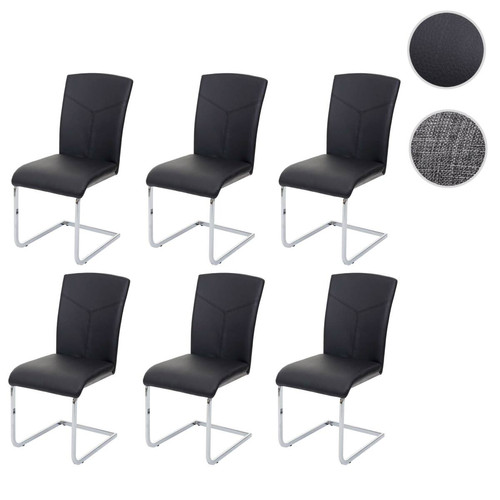 Mendler - Lot de 6 chaises de salle à manger HWC-F36, chaise de cuisine à piétement luge, chaise de conférence ~ similicuir, noir Mendler  - Lot de 6 chaise noir