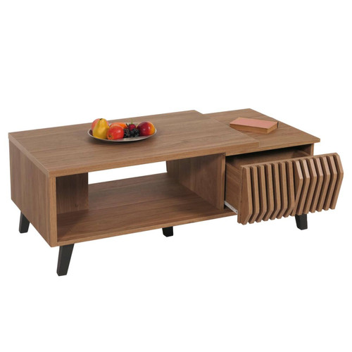 Mendler - Table basse HWC-M45, Table de salon Table d'appoint Table de salon, design 3D Tiroirs 44x120x65cm, marron Mendler  - Mendler