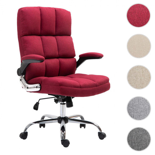 Mendler - Chaise de bureau HWC-J21, chaise de bureau pivotante, réglable en hauteur ~ tissu/textile rouge-vin - Bureau et table enfant