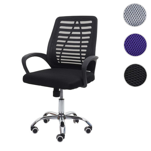 Mendler - Chaise de bureau HWC-L44, dossier ergonomique, revêtement filet tissu/textile ~ noir - Bureau et table enfant