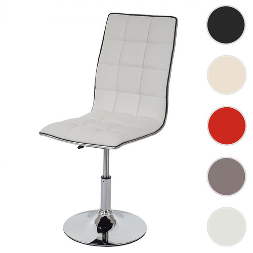 Mendler - Chaise de salle à  manger HWC-C41, chaise de cuisine, pivotante et réglable en hauteur, similicuir ~ blanc - Mendler