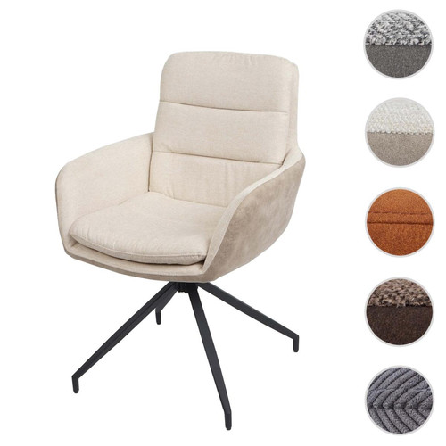 Mendler - Chaise de salle à manger HWC-K32 fauteuil chaise, pivotante position auto, tissu/textile ~ crème-beige - Mendler