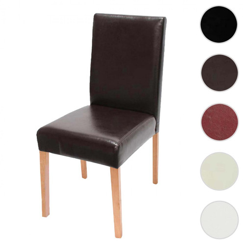 Mendler - Chaise de salle à manger Littau, chaise de cuisine, cuir ~ marron, pieds foncés - Chaise salle manger confortable