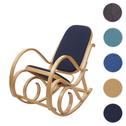 Mendler - Fauteuil à bascule M41, fauteuil TV, bois massif ~ aspect chêne, tissu/textile gris anthracite - Fauteuil à bascule Fauteuils