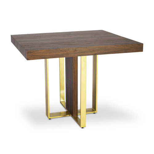 MENZZO - Table extensible Teresa Gold Bois noisette pieds Or - MENZZO