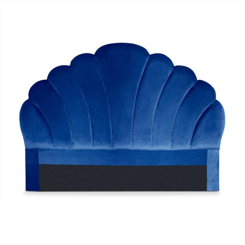 MENZZO - Tête de lit Mermaid 140 cm Velours Bleu - Literie Bleu, bois foncé