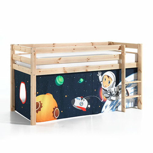 Mes - Lit surélevé 90x200 cm avec échelle naturel décor astronaute - PINO Mes  - Echelle lit enfant