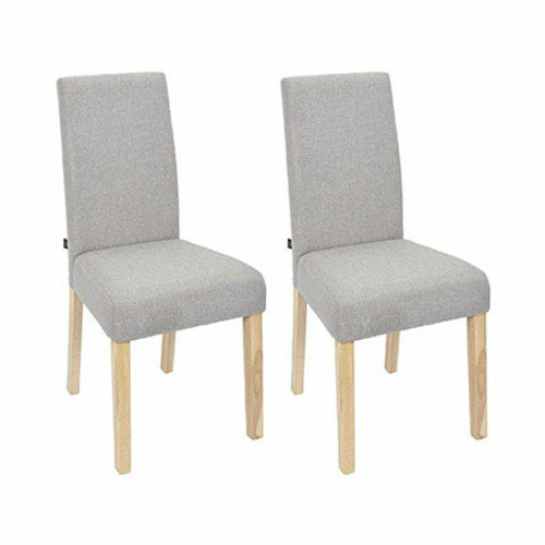 Mes - Lot de 2 chaises 46x58x98 cm en tissu gris clair et naturel Mes  - Salon, salle à manger