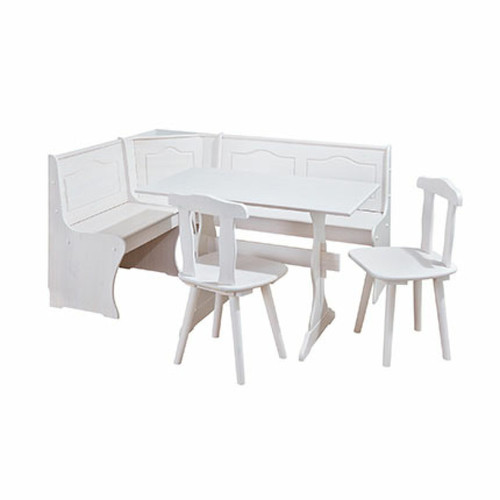 Mes - Ensemble table + banc + 2 chaises en pin massif blanc - RISOUL Mes  - Table banc