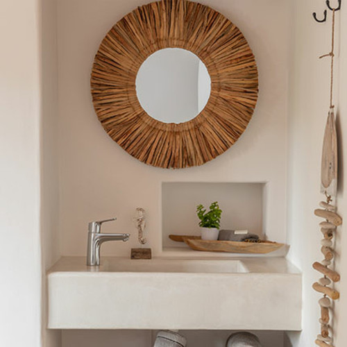 Mes - Miroir rond 103 cm en jacinthe d'eau naturelle Mes  - Marchand Maisonetstyles