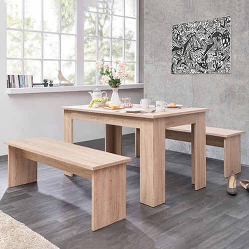 Mes - Ensemble table et 2 bancs 139x80x75 cm naturel Mes - Tables à manger Rectangulaire