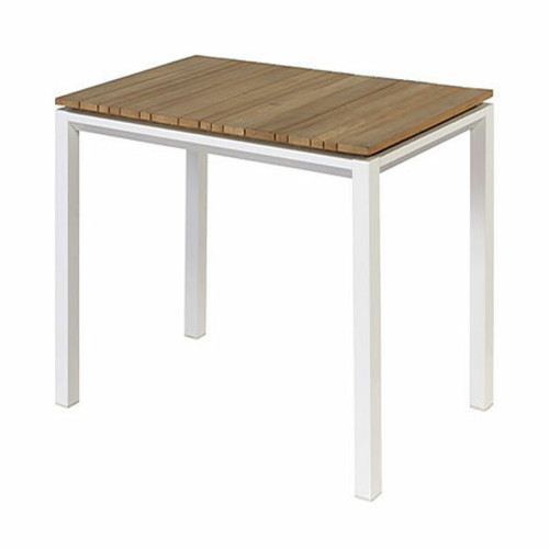 Ensembles tables et chaises Mes Table de jardin 90x90x74 cm en bois et aluminium blanc et naturel