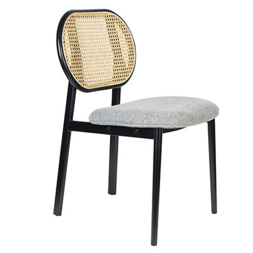 Mes - Chaise 46x53x81,5 cm en tissu gris et dossier en rotin - SPIKE Mes  - Chaises Design