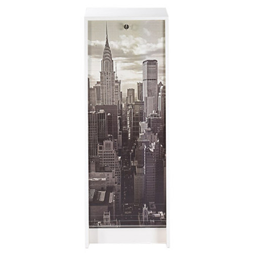 Mes - Classeur à rideau H103 cm blanc et décor New York Mes  - Classeur rideau